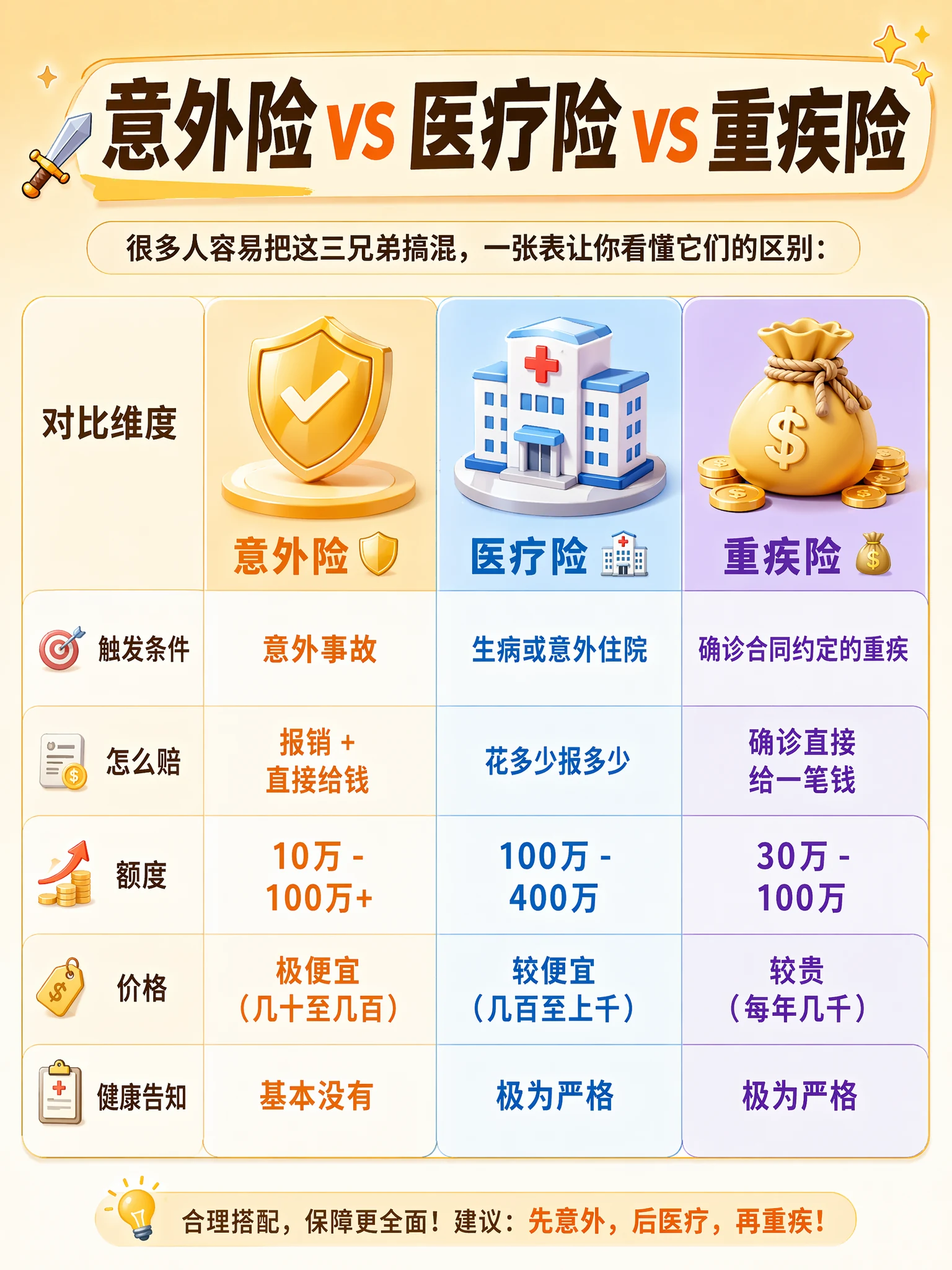 三险种对比
