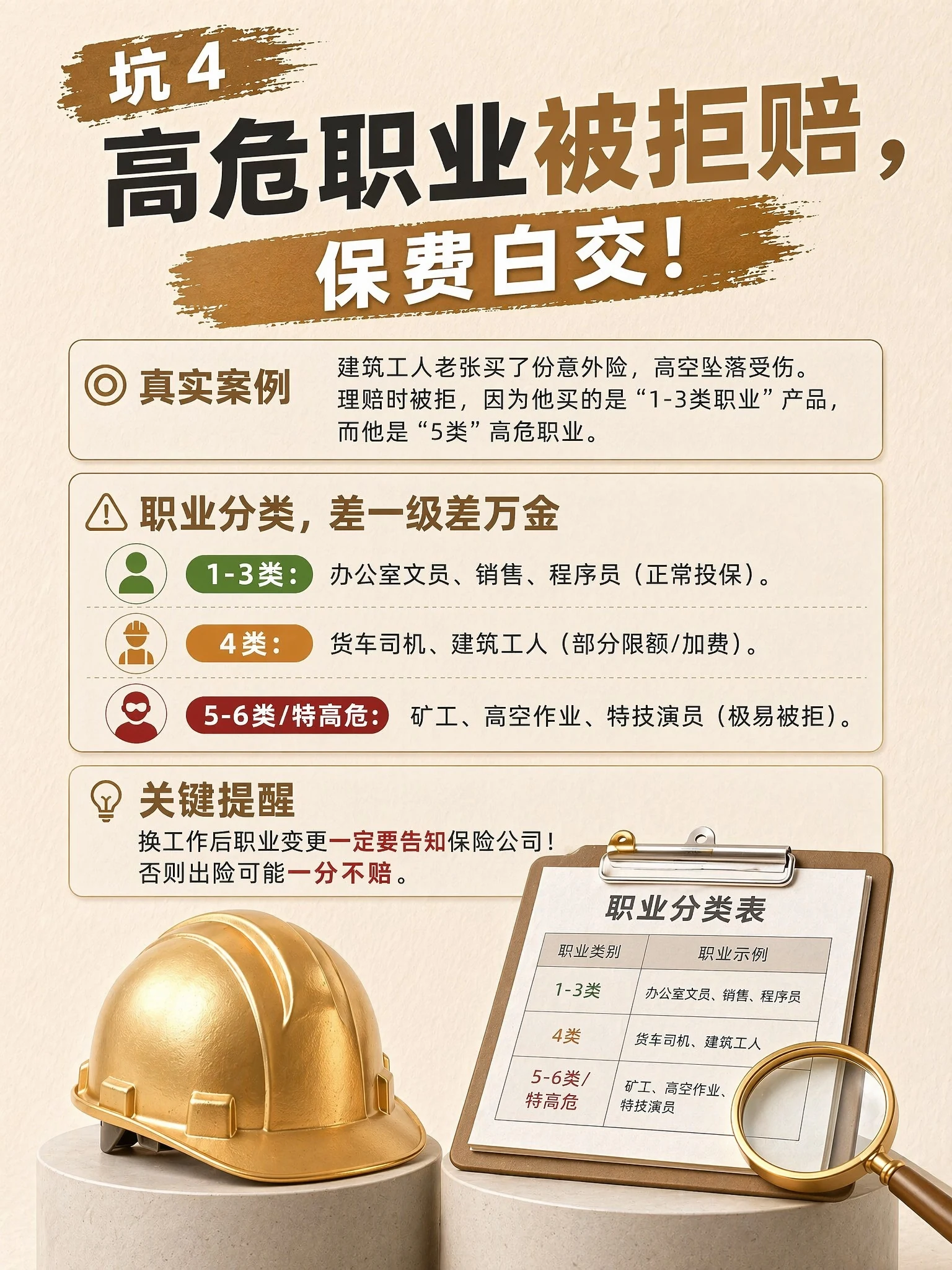 坑 4：高危职业被拒赔