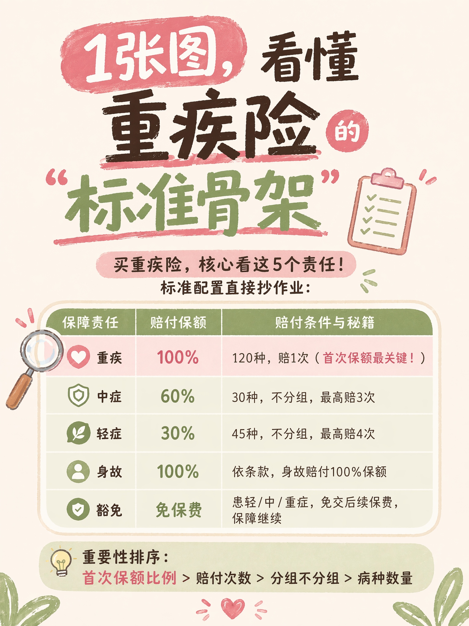 1张图,看懂重疾险的「标准骨架」