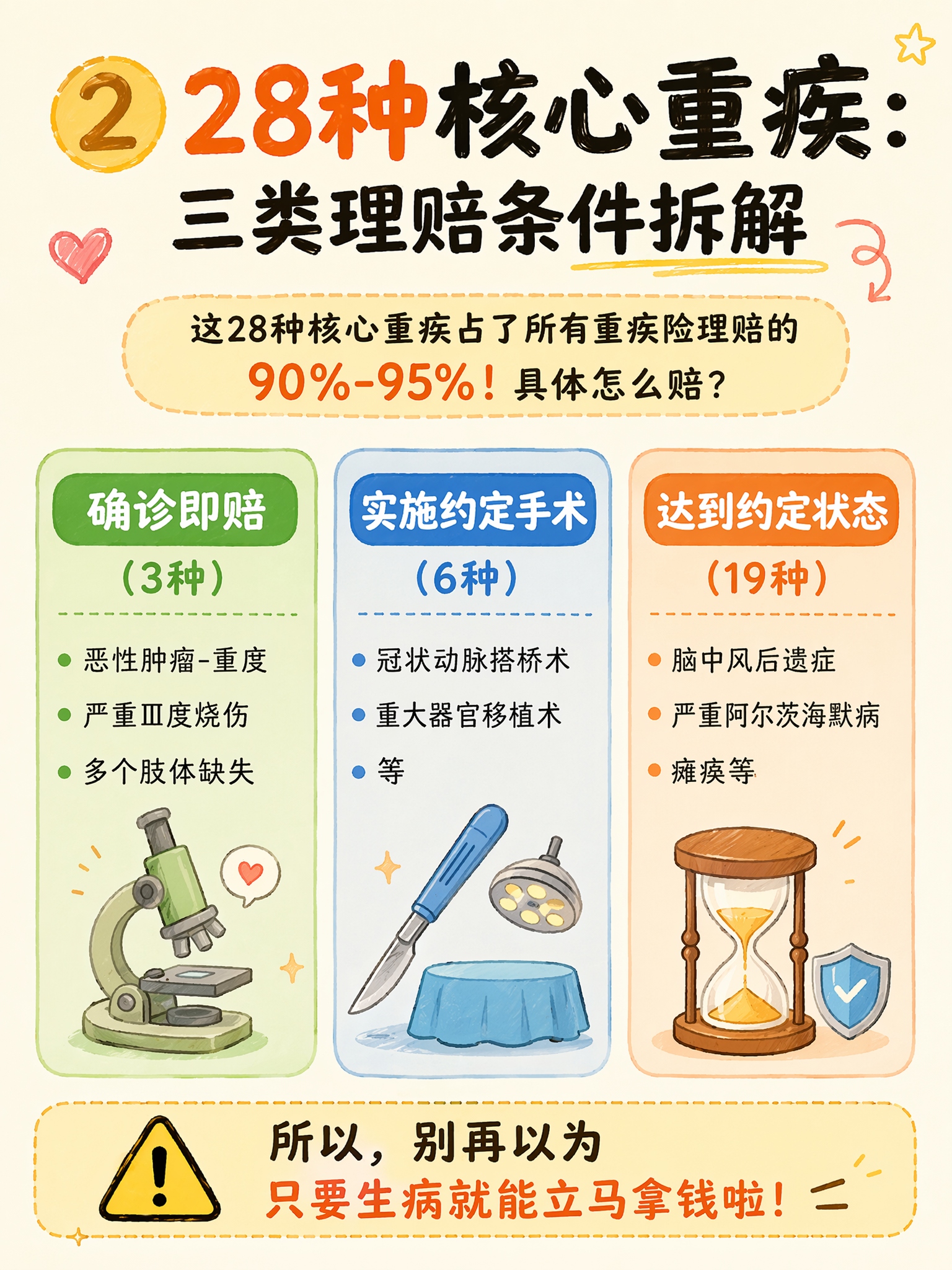 28种核心重疾三类理赔条件