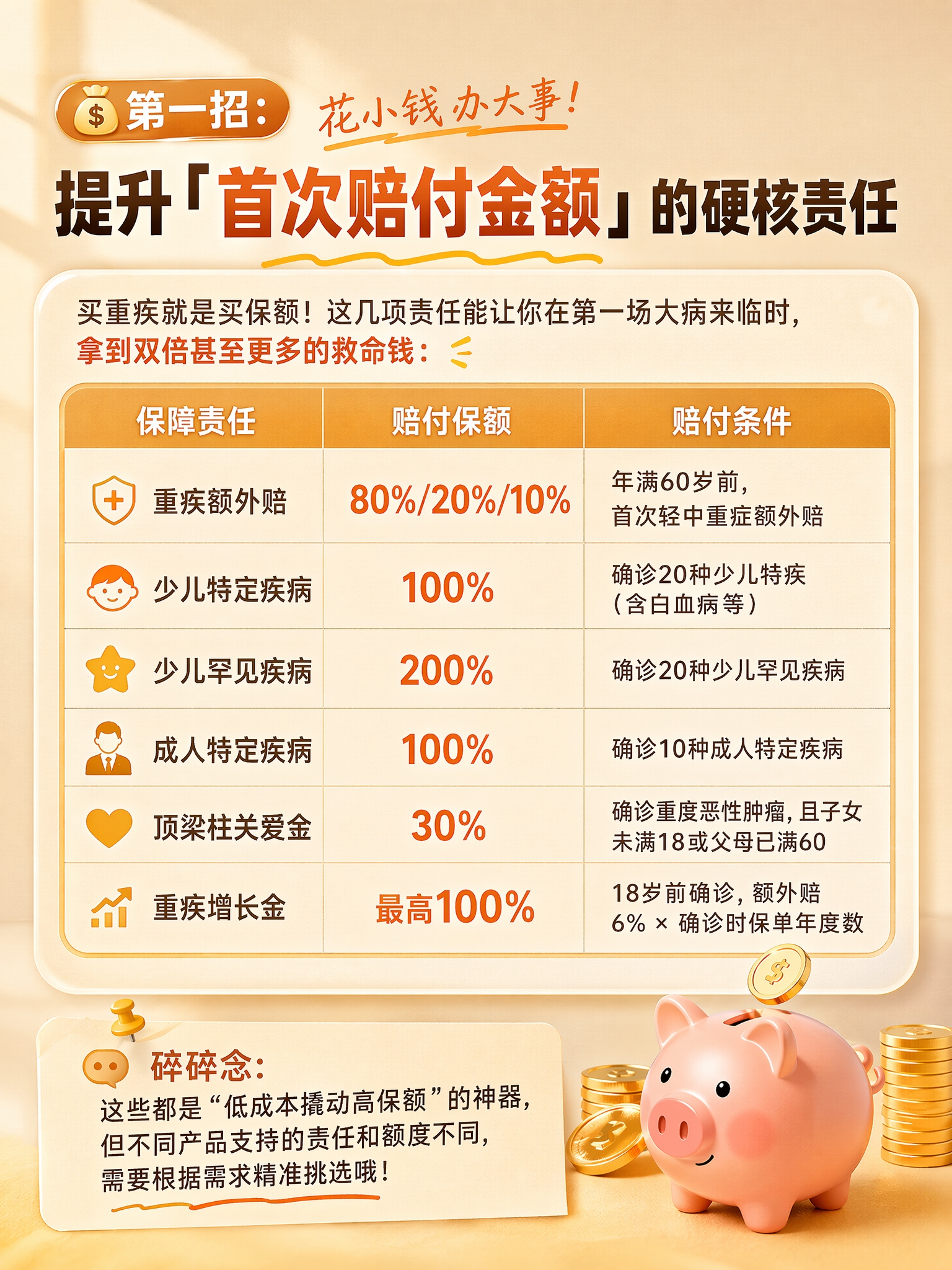 第一招:花小钱办大事!提升「首次赔付金额」的硬核责任