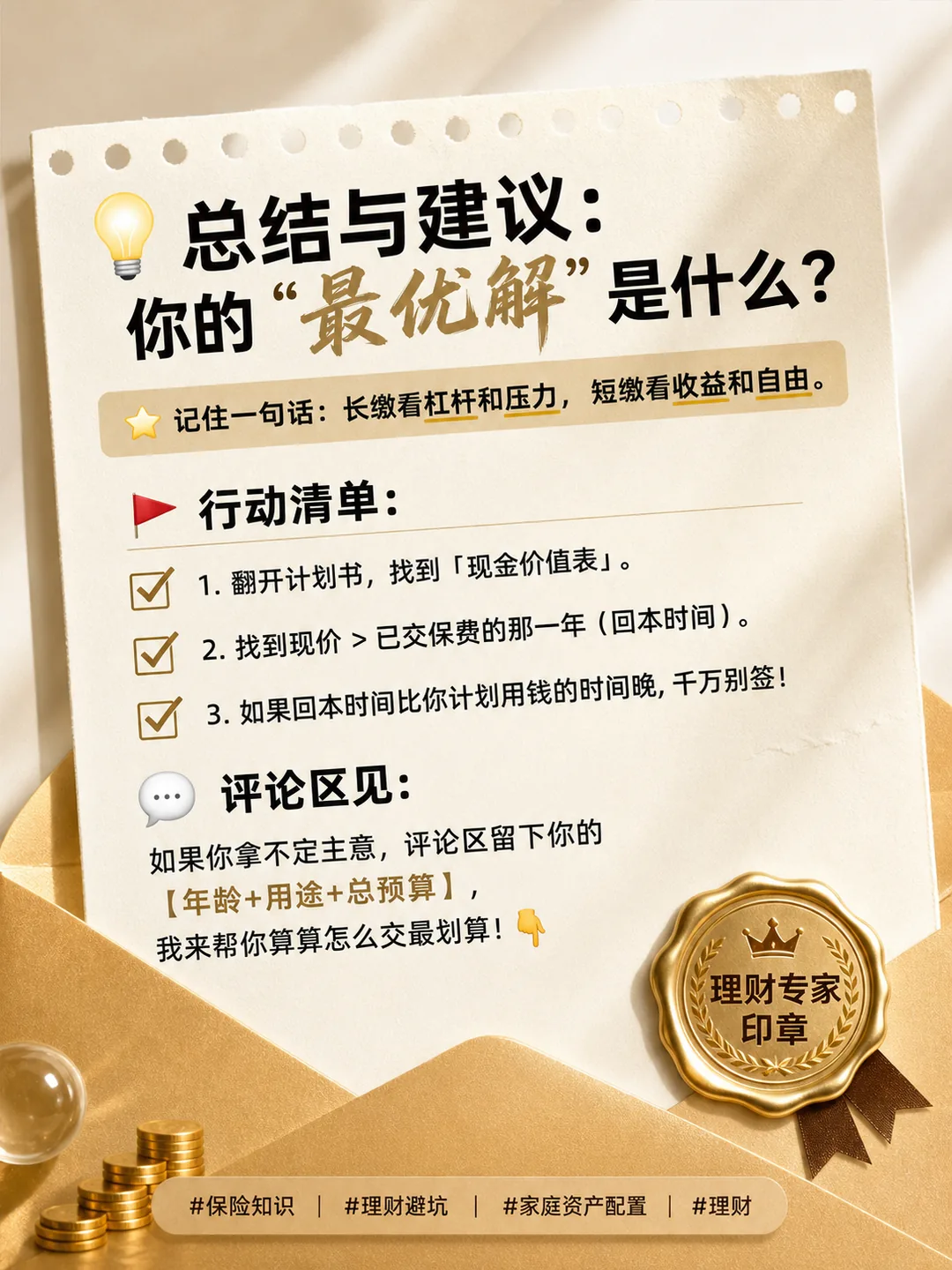 总结：你的最优解行动清单