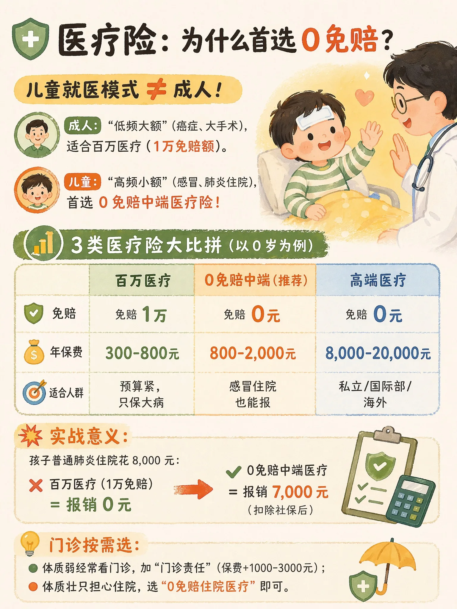 2.1 医疗险:为什么首选 0 免赔