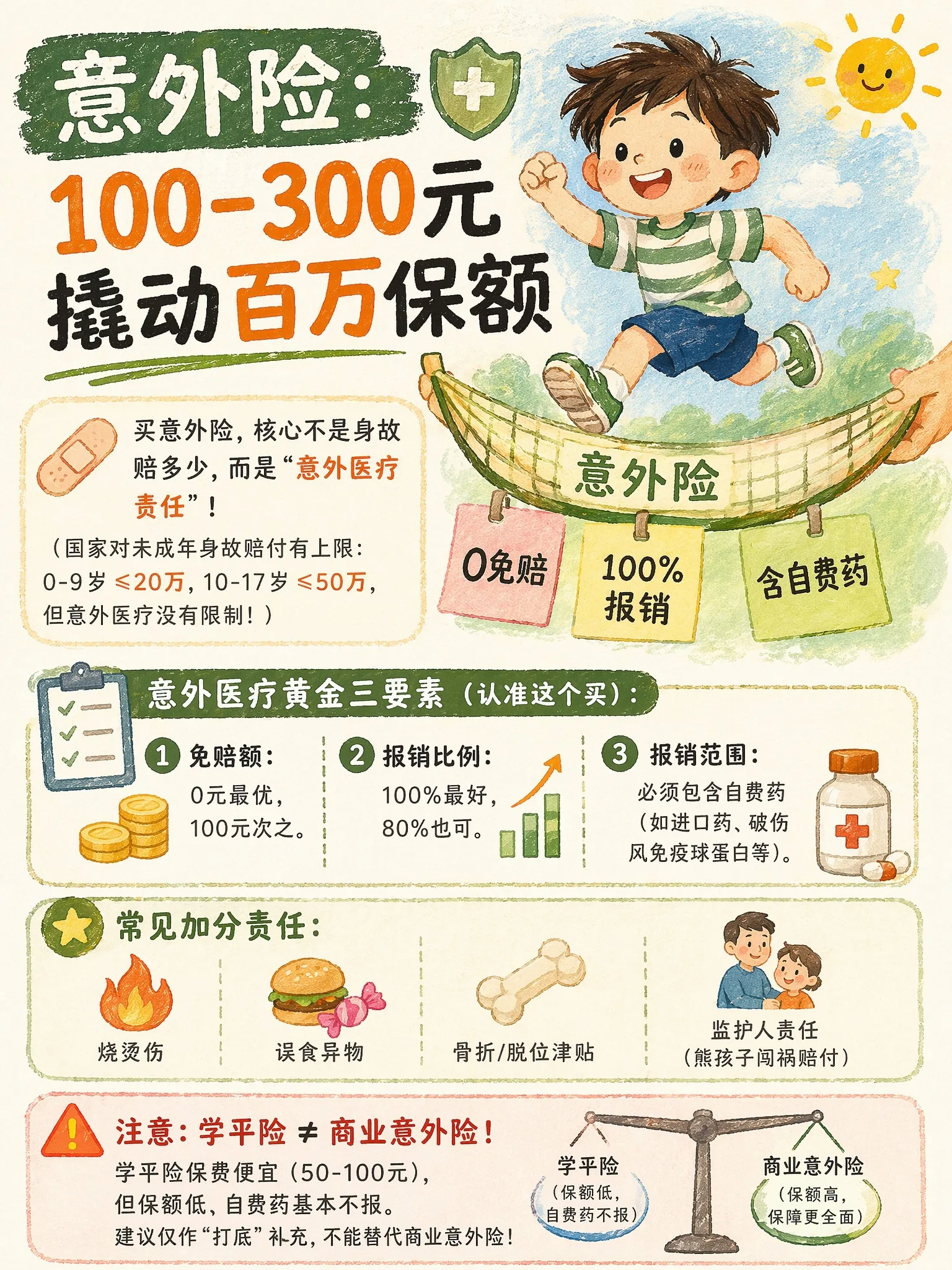 2.3 意外险:100-300 元抵 100 万保额