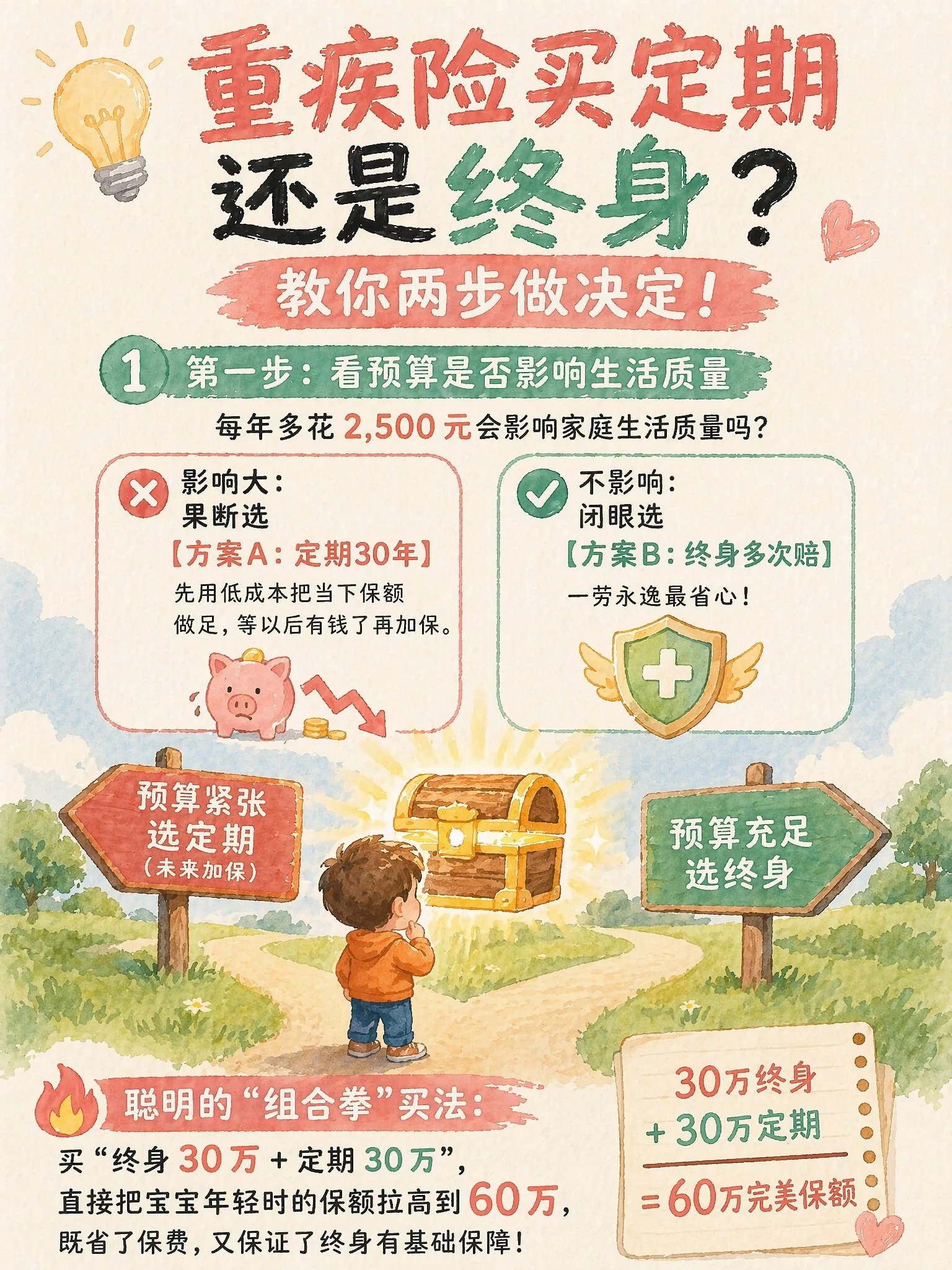 5.2 重疾险两步做决定:看预算 + 看组合拳